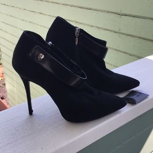 Cesare Paciotti Black Suede Heeled Booties - 41